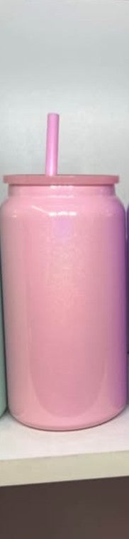 16 oz Glitter/ Shimmer Stainless Steel cups with matching straws