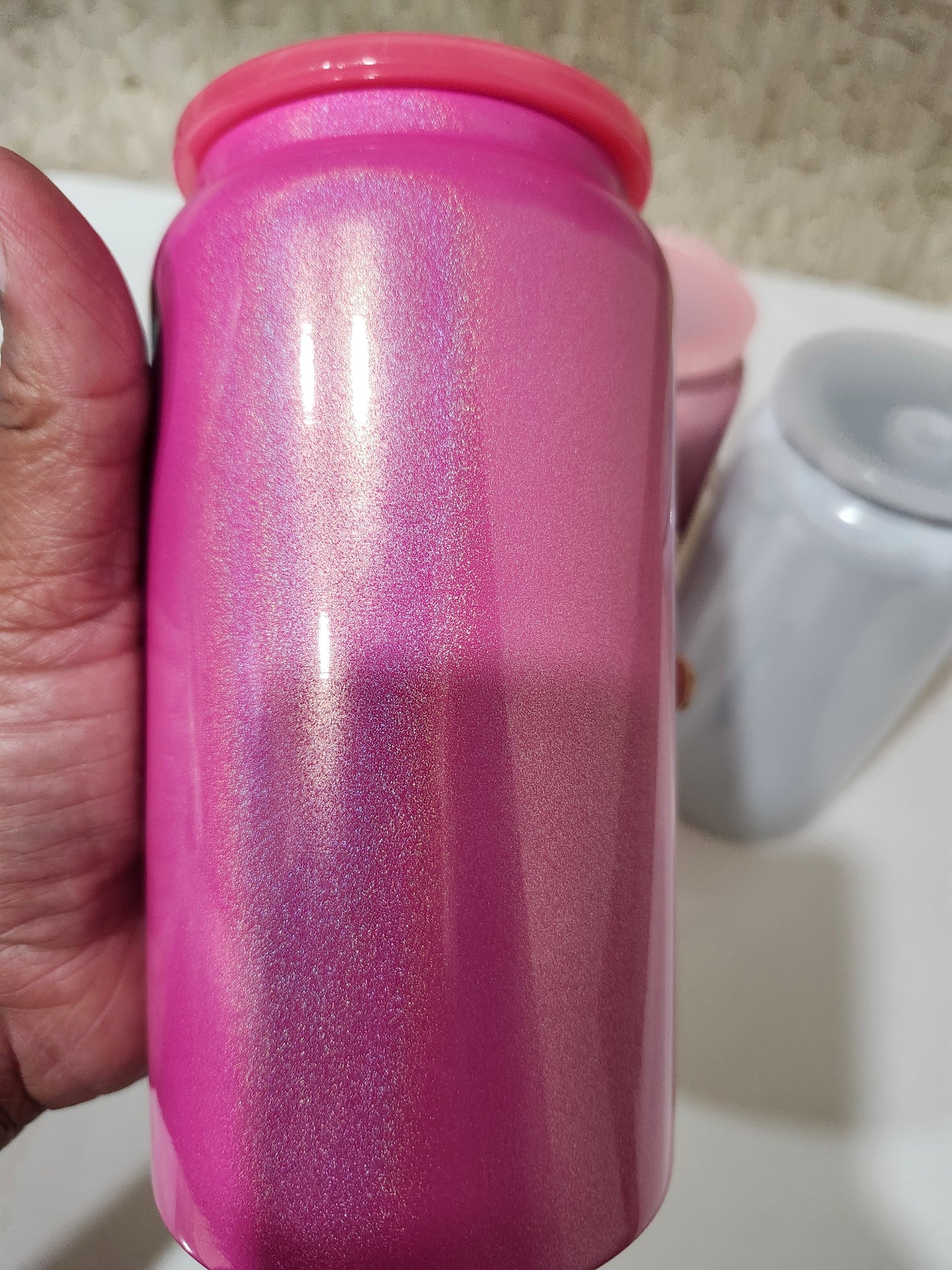 16 oz Glitter/ Shimmer Stainless Steel cups with matching straws