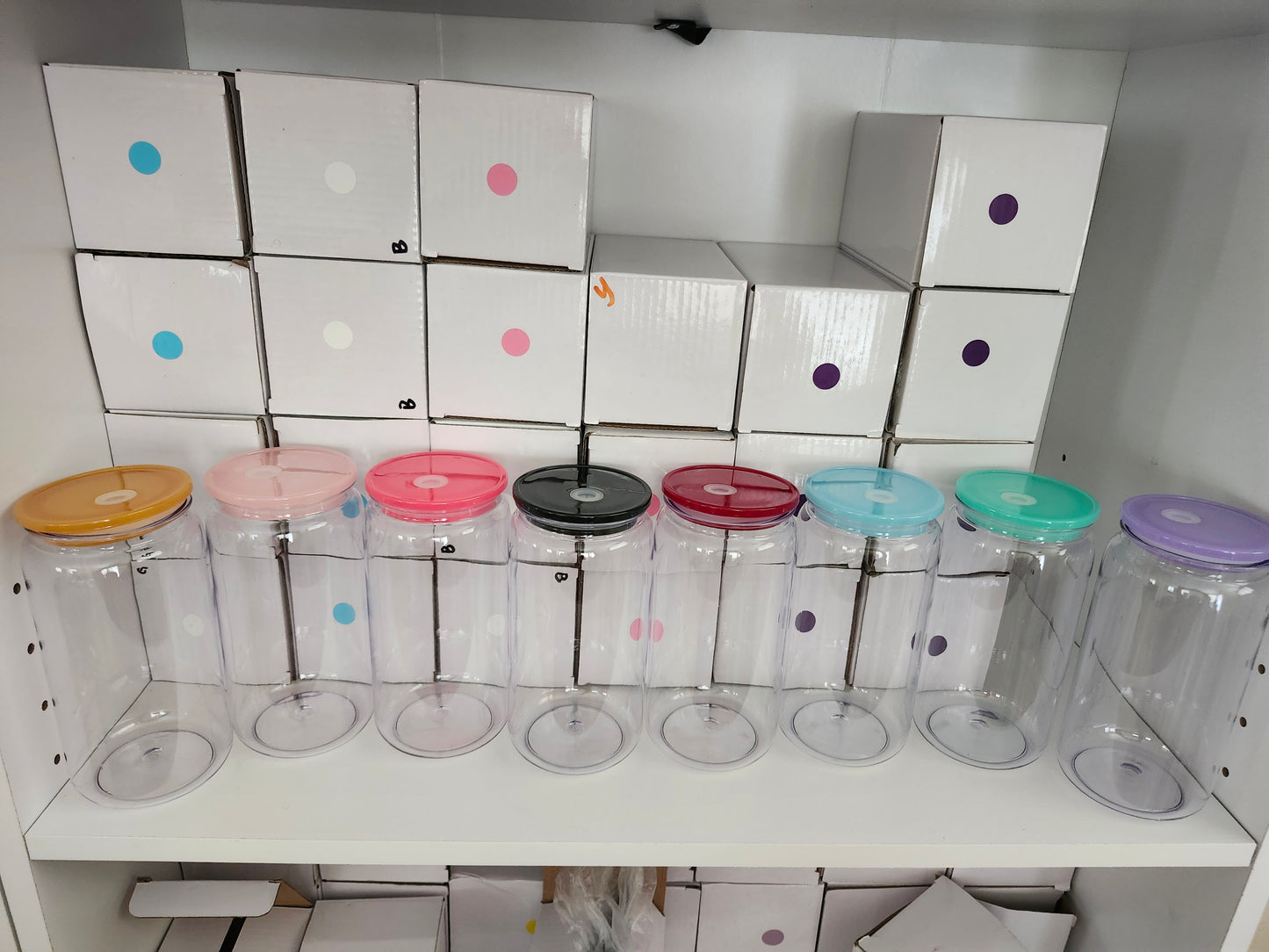 16oz Acrylic 16oz with colored Lids and Straw