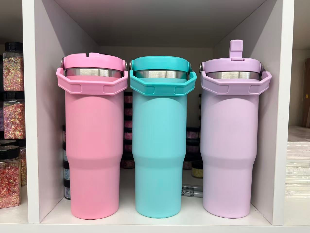 30 oz Flip Top Stainless Steel Tumblers