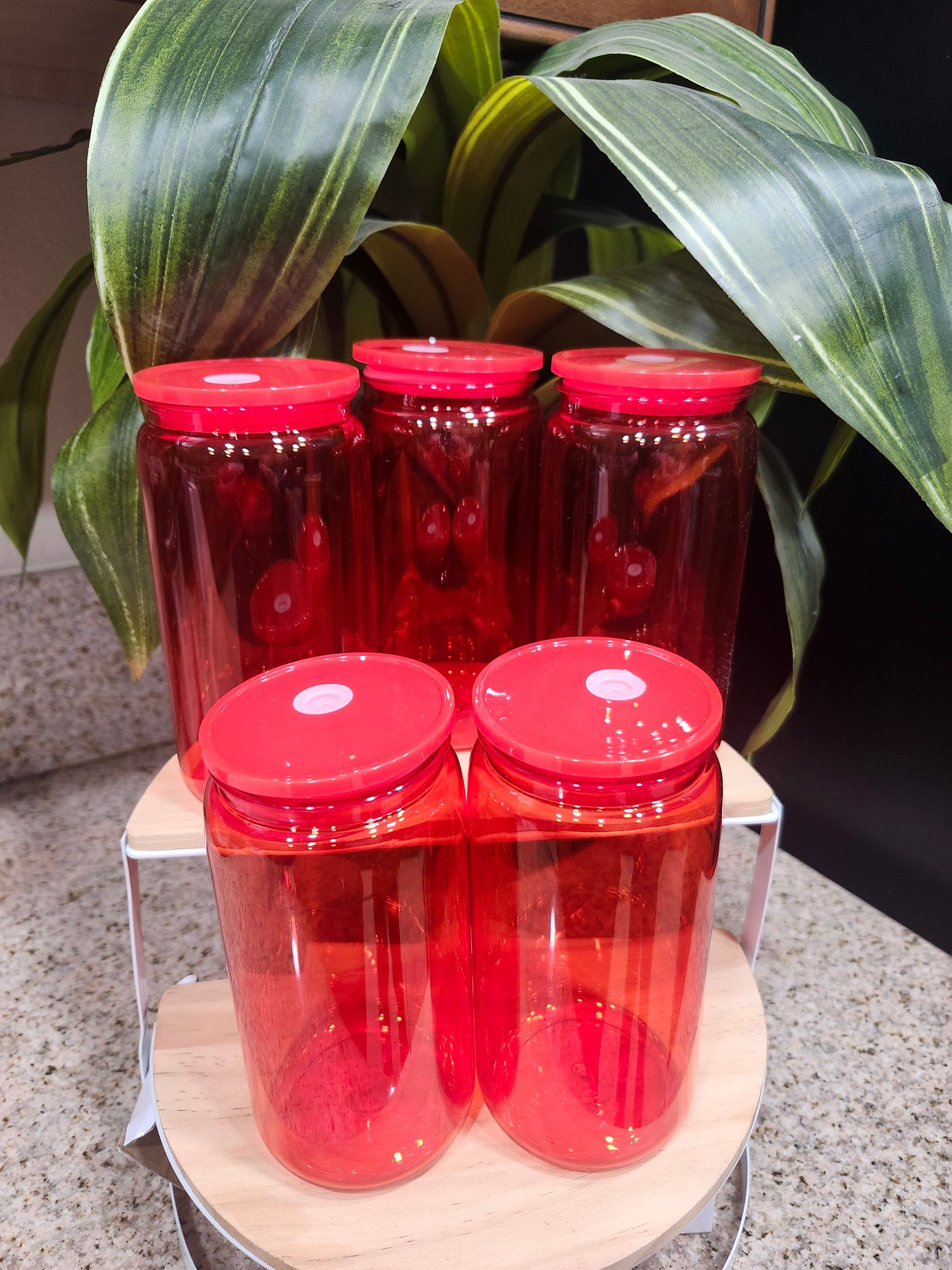 16 oz Red Acrylic Transparent Cups