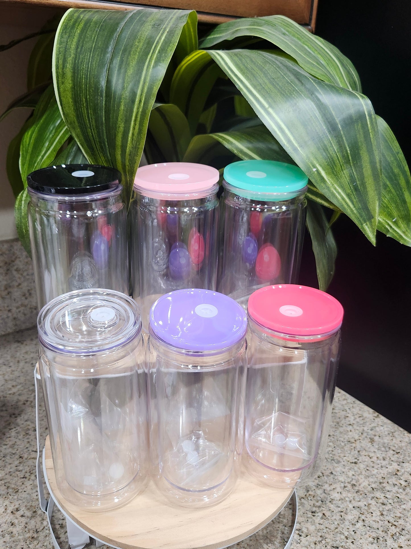 16oz Acrylic Doublewall Snowglobe Cups with matching straws