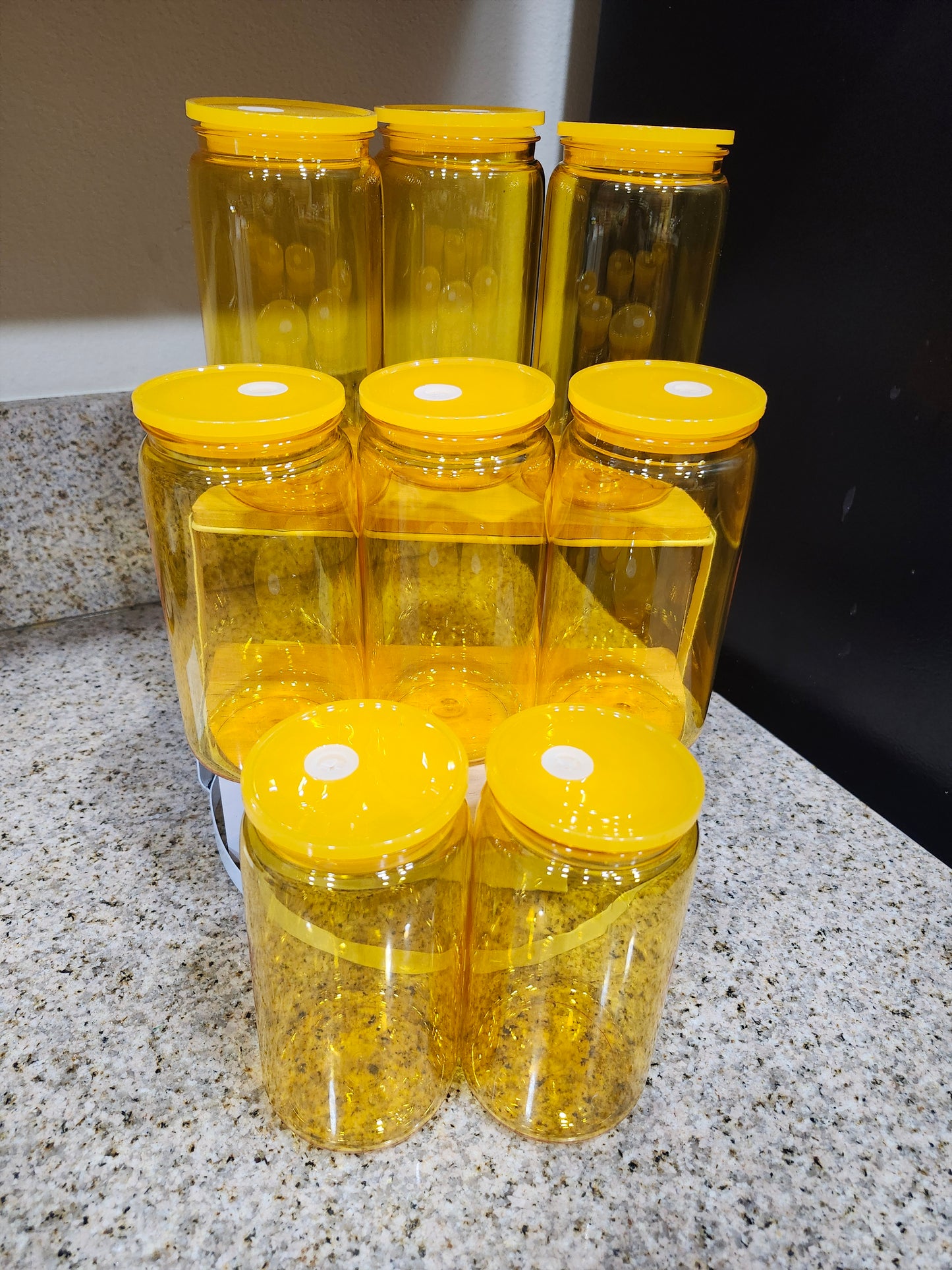 16oz Sparkling Yellow Transparent Acrylic Plastic cup
