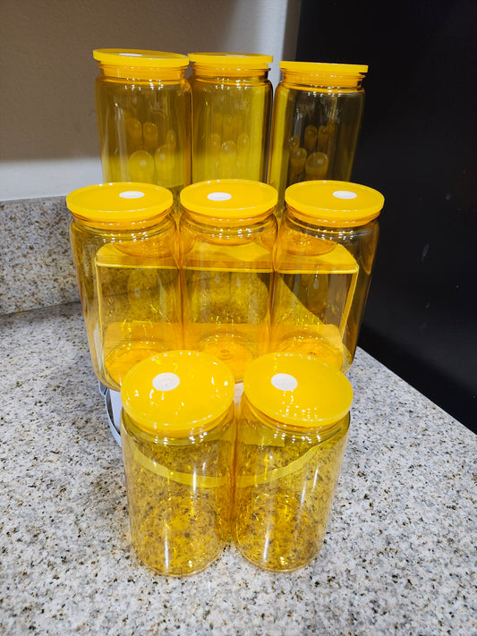 16oz Sparkling Yellow Transparent Acrylic Plastic cup