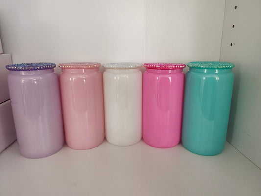 Glass Shimmer 16oz with Rhinestone Lids