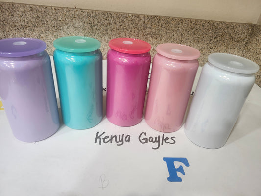 16 oz Glitter/ Shimmer Stainless Steel cups with matching straws
