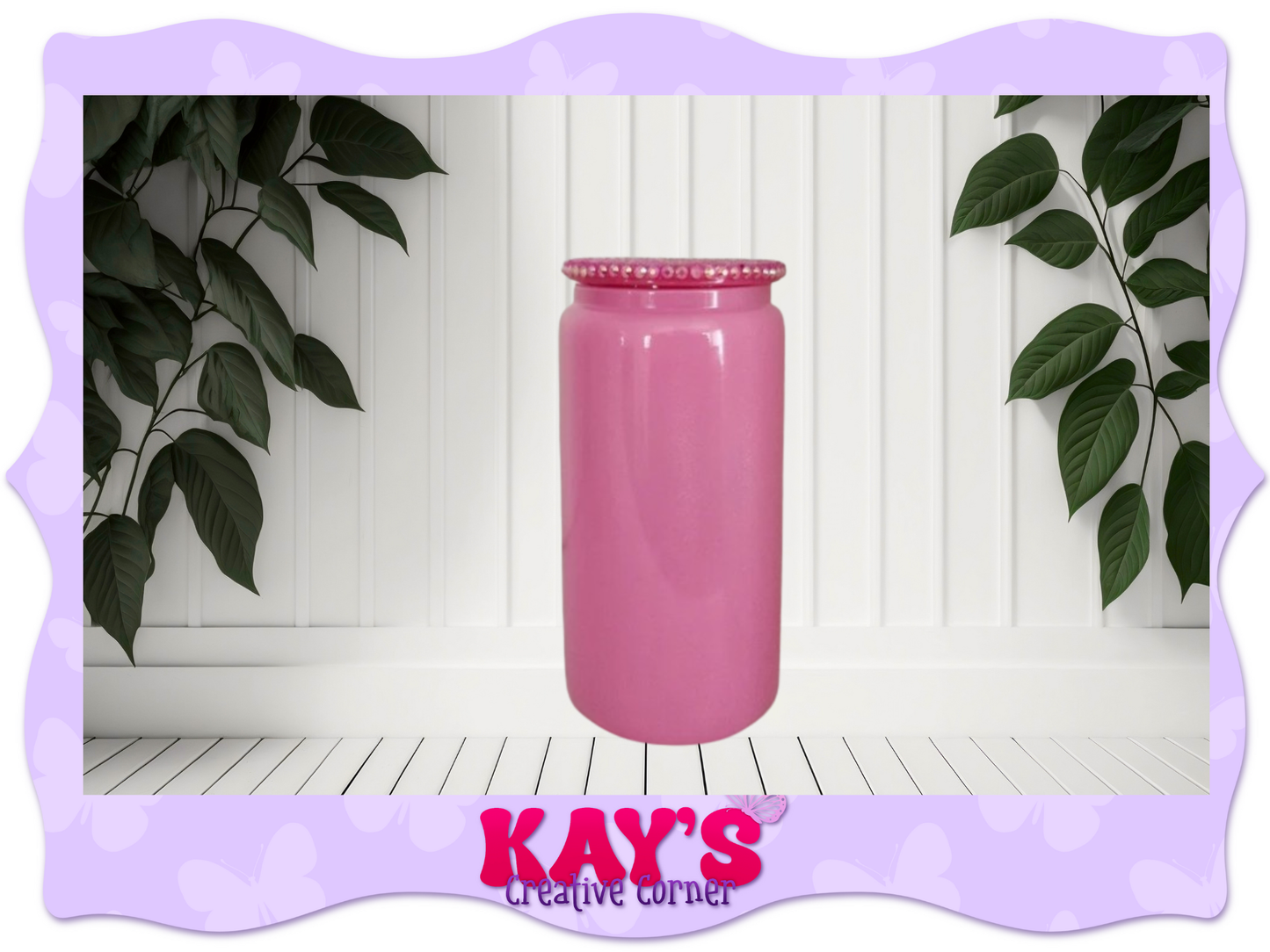 Glass Shimmer 16oz with Rhinestone Lids