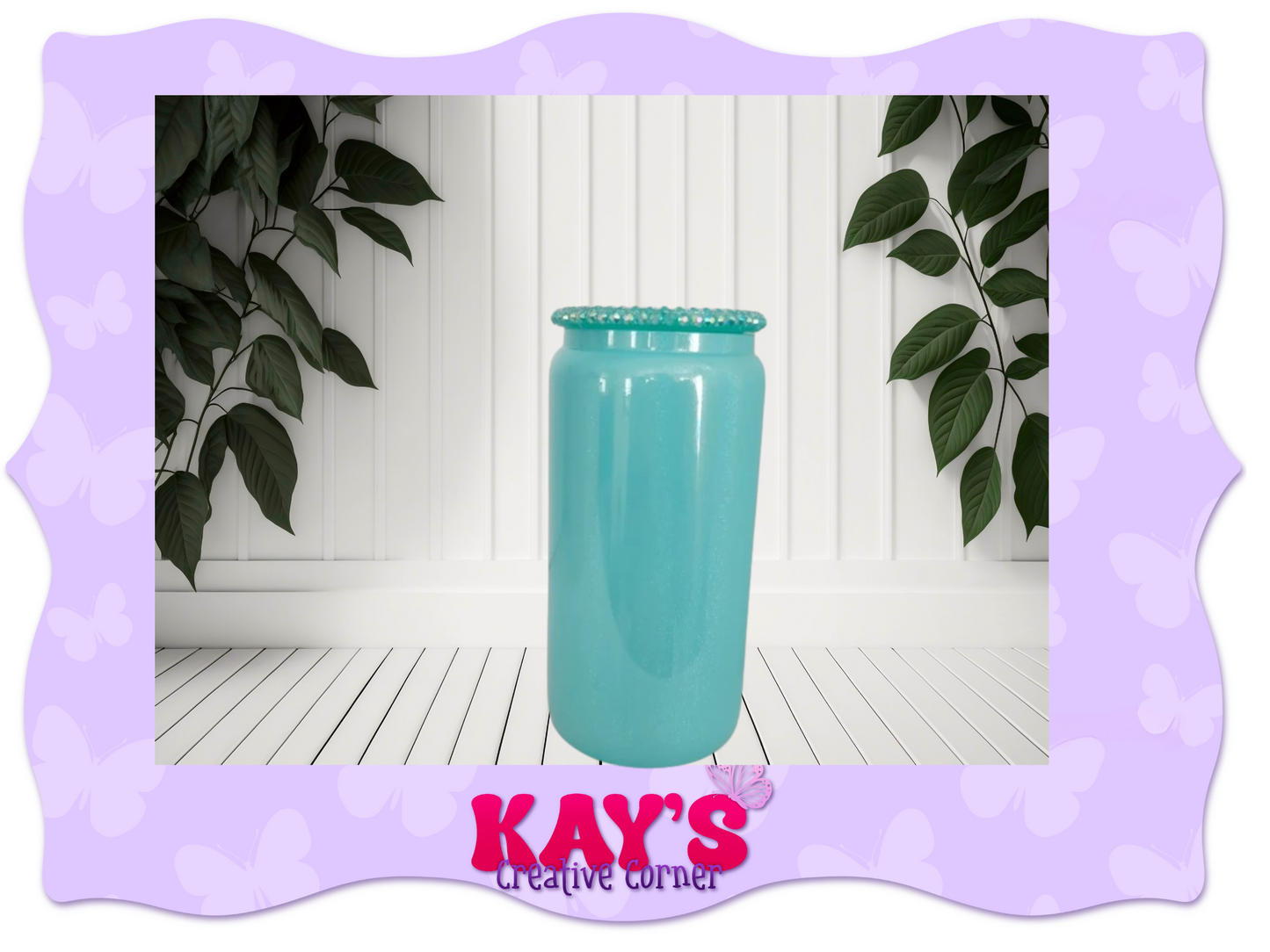 Glass Shimmer 16oz with Rhinestone Lids