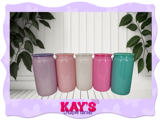 Glass Shimmer 16oz with Rhinestone Lids