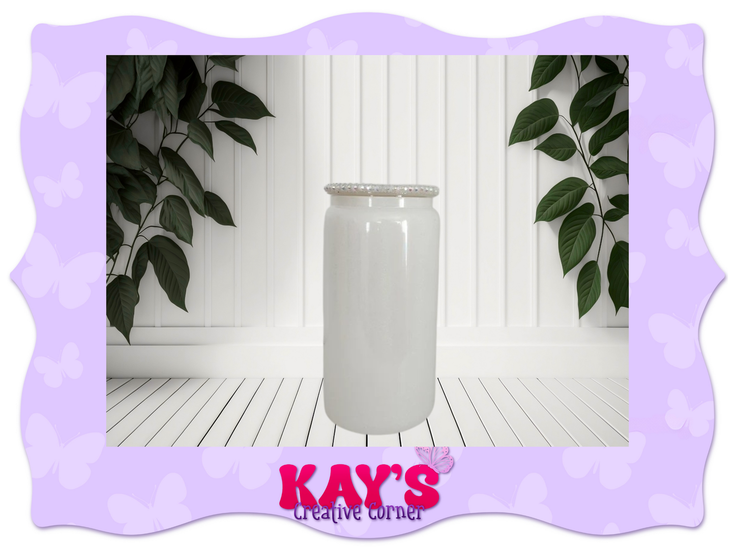 Glass Shimmer 16oz with Rhinestone Lids