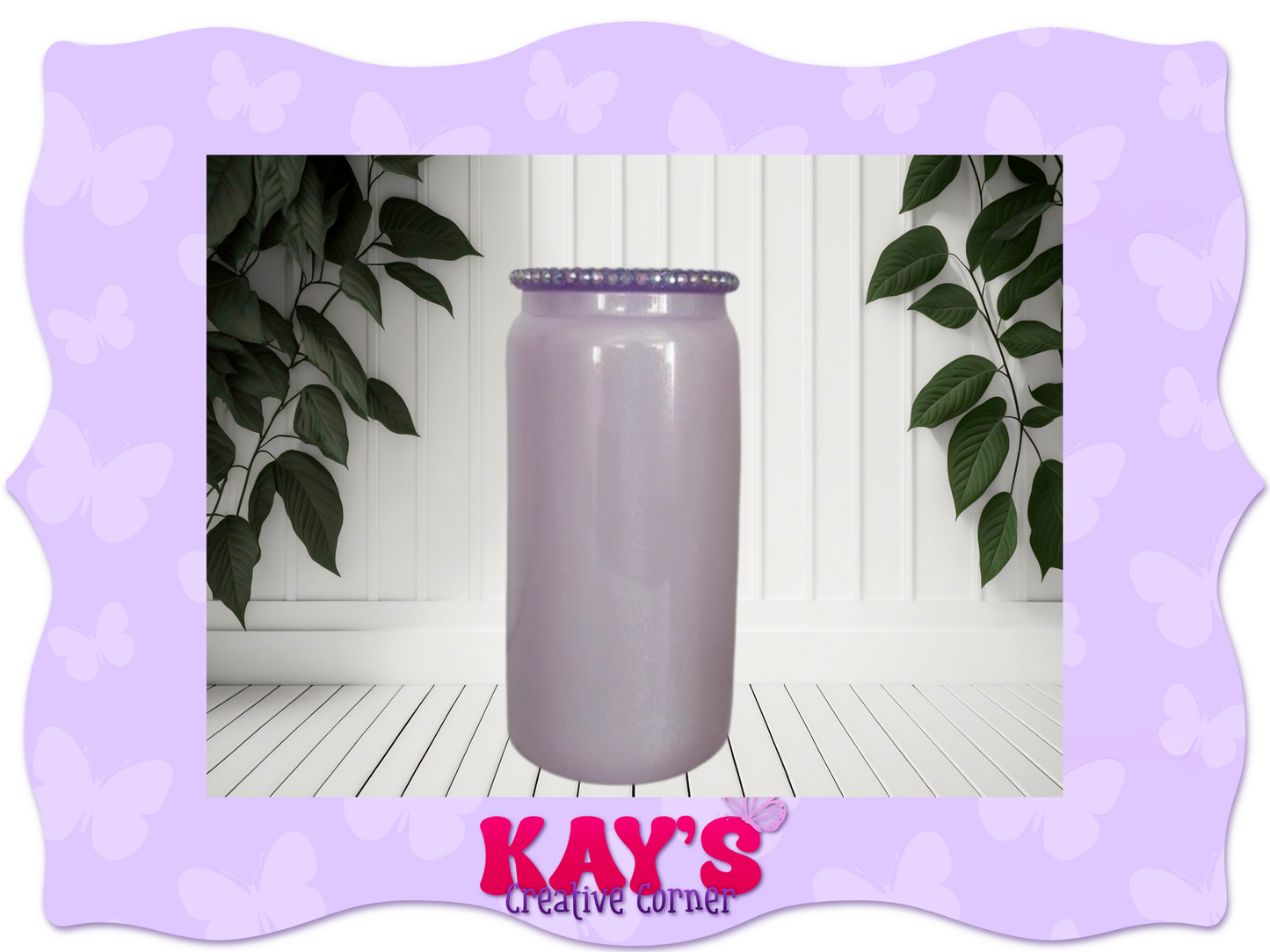 Glass Shimmer 16oz with Rhinestone Lids